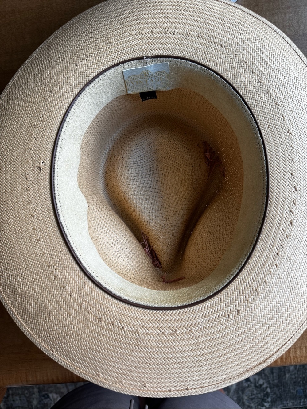 Vintage Straw Fedora Hat with Handmade Blush Band - Picture 12 of 16